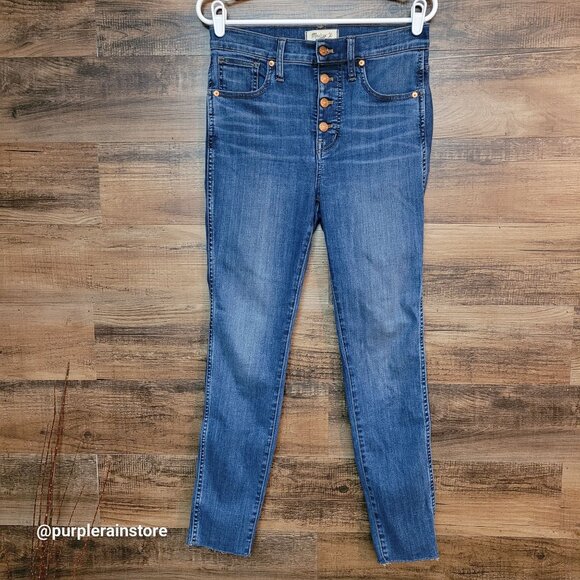 Madewell Jeans 30 Skinny Button Fly 10" High Rise Medium Dark Tummy Control - Picture 1 of 11